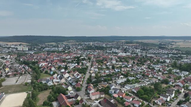 Aerial drone footage of Eppingen in the Heilbronn District of Baden W&uuml;rttemberg, Germany