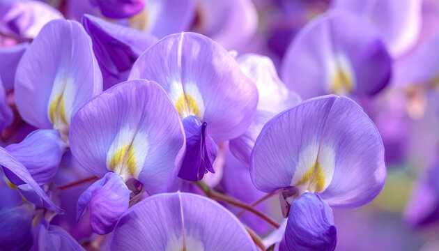 Purple wisteria flowers macro