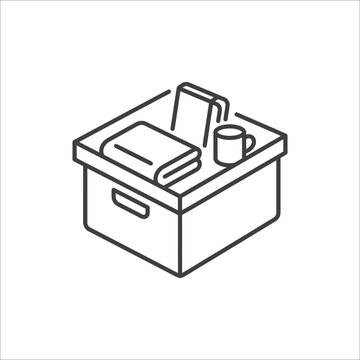 Organized Storage Box with Household Items and Home Organization