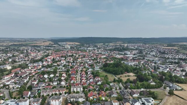 Aerial drone footage of Eppingen in the Heilbronn District of Baden W&uuml;rttemberg, Germany