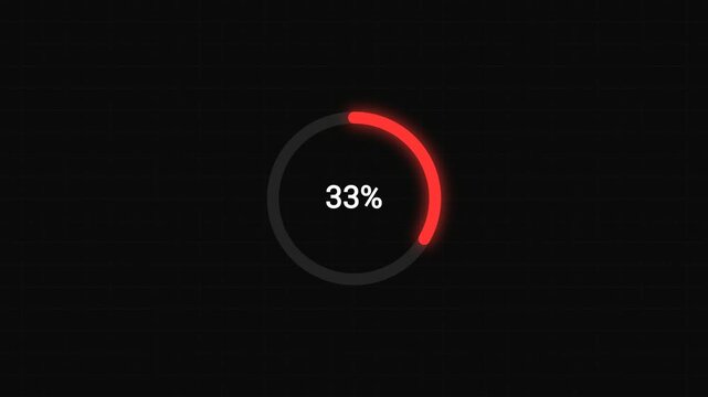 Loading progress indicator with 33 percent completion displayed within a circular frame on a dark background