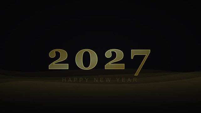 Elegant Happy New Year 2027 Gold Animation on Black Background