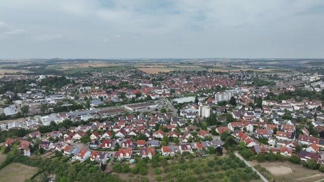 Aerial drone footage of Eppingen in the Heilbronn District of Baden W&uuml;rttemberg, Germany