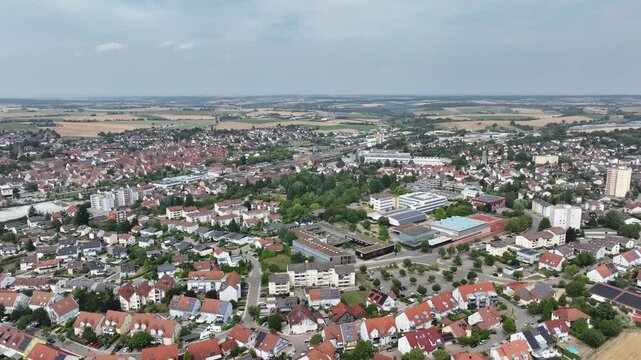 Aerial drone footage of Eppingen in the Heilbronn District of Baden W&uuml;rttemberg, Germany