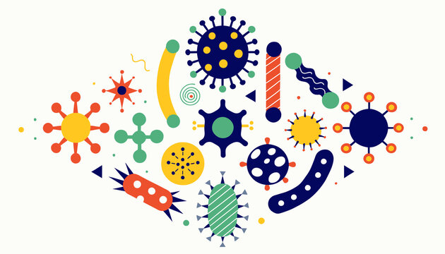 Abstract Microbes and Bacteria - Colorful Geometric Shapes Background