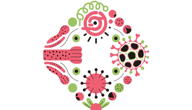 Abstract Microorganism Cell Science Illustration