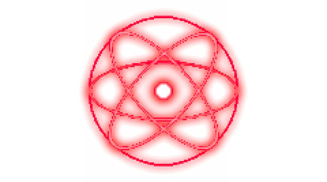 Pixel art orbital sphere ring stack trace light effect overlay isolated on transparent background