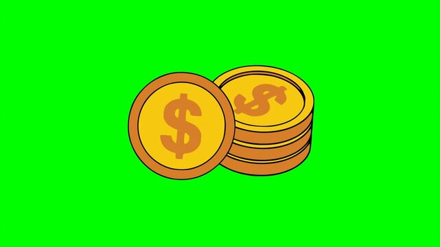 US dollar gold coin currency financial exchange animation HD 4K