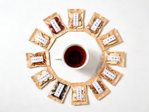 Herbal Tea with Traditional Medicinal Ingredients Circle