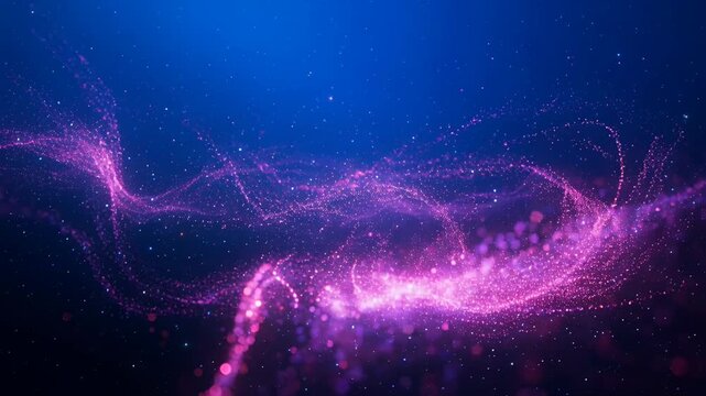 cosmic pink particle swirl over dark blue space background