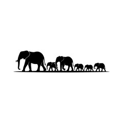 Elephant family walking silhouette vector illustration © Md CF ID #17860857