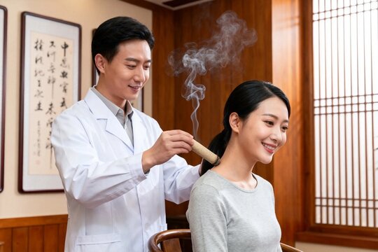 Acupuncture and moxibustion treatment in a traditional medicine clinic