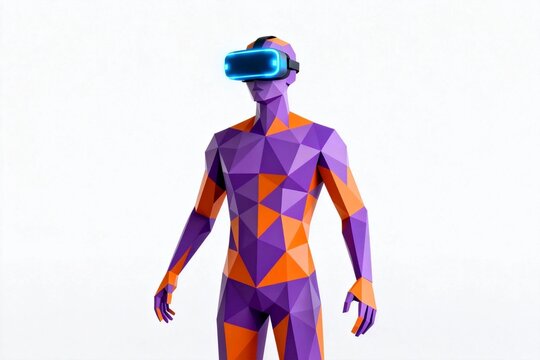 Low Poly VR User with Blue Goggles