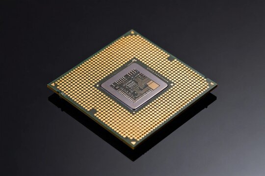 Computer CPU Processor Chip on Dark Background