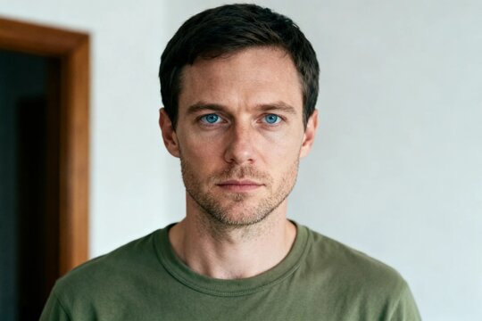 Portrait of Serious Young Man Indoors