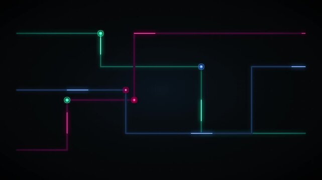 Cyberpunk circuit traces data flow glowing abstract seamless loop background