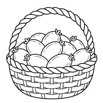 basket of feijoas line art vector illustration