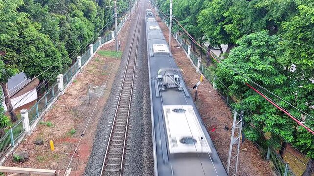 Electric Rail Train, which is a mode of transportation that uses electric power. KRL is one of the popular mass transportation options in Jakarta and its surroundings