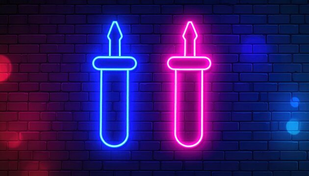 Blue and pink neon screwdriver icons.