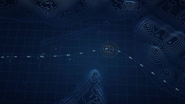 Strait of Hormuz Maritime Transit Visualization, Navigation Route Mapping, Geographic Data Display, Seamless Loop Animation, Transport Monitoring, Satellite Imagery, Cartography Background