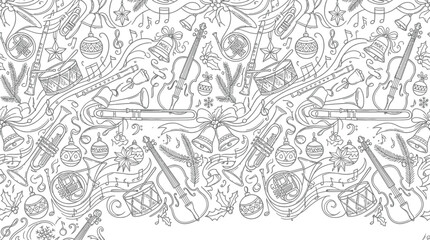 Obraz premium Christmas Music Doodle Pattern Isolated