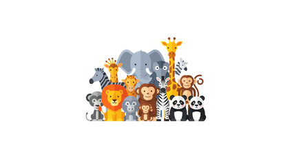Fototapeta premium Cute Flat Vector Wild Animal Collection