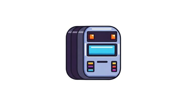 Retro futuristic tech device, vintage computer, sci-fi gadget, pixel art illustration