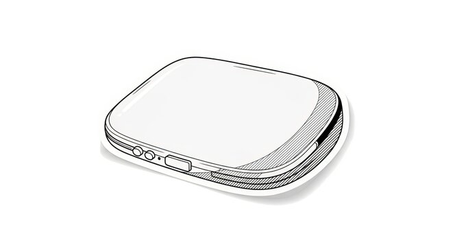Modern sleek white device, digital gadget with minimalist design, abstract icon, vector illustration