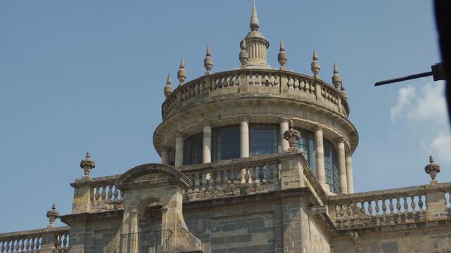 Cabanas Museum main tower and imposing neoclassical facade viewed during daylight, with tourists walking beside the historic building and revealing its monumental architecture and cultural heritage