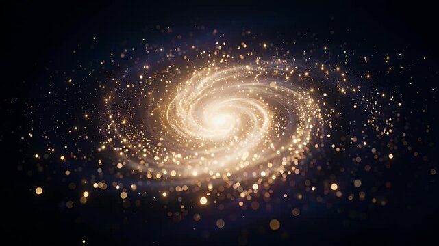 galaxy spiral in space with golden stars and glowing dust