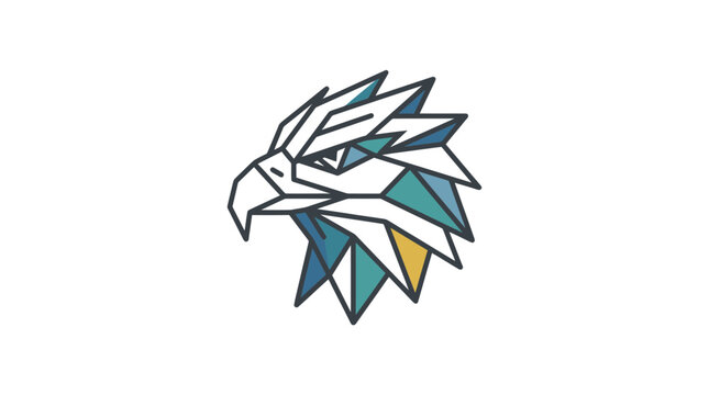 Colorful geometric eagle head profile illustration.