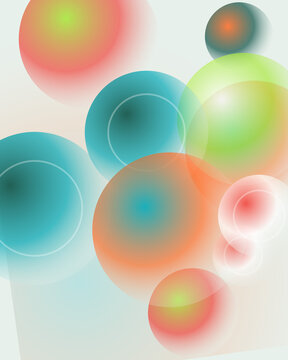 Soft gradient spheres with subtle outlines in a light airy composition