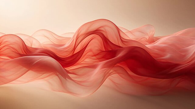 flowing red chiffon fabric waves abstract background motion