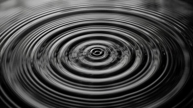 water ripple closeup grayscale concentric circles on water surface