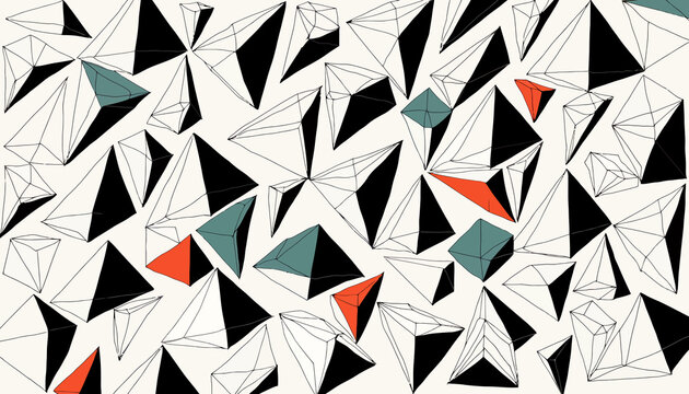 Abstract Geometric Pattern with 3D Shapes and Colors