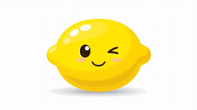 Cute winking cartoon lemon character with a cheerful expression, isolated on white, motion graphic