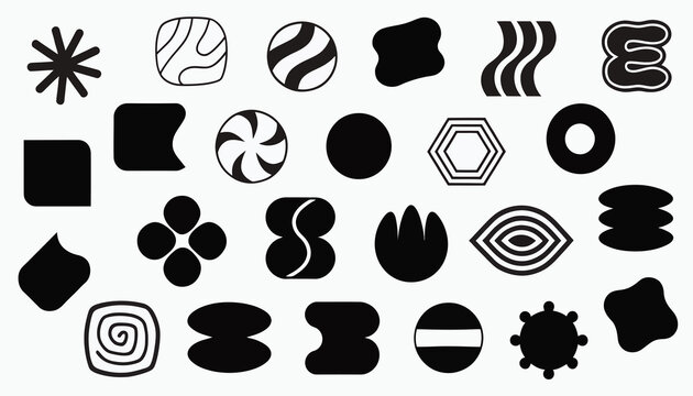 Abstract Geometric Shapes Collection: Black and White Symbols for Design