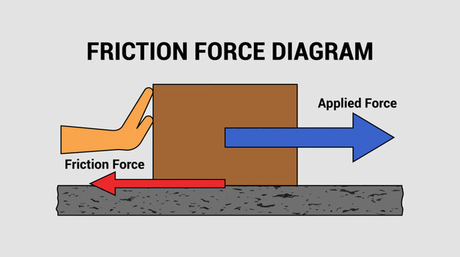Friction Force Between Surfaces Physics Illustration