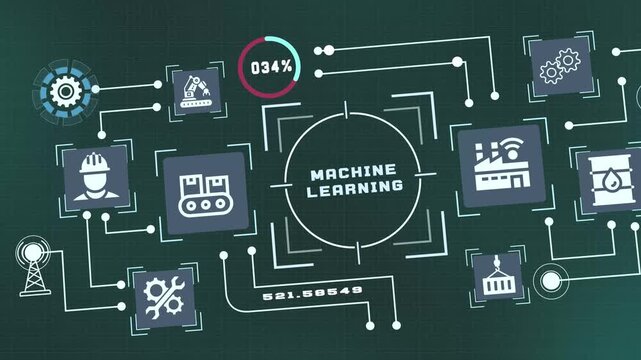 Machine learning technology interface presenting intelligent automation models for predictive industrial applications.
