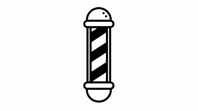 Isolated barber pole, vintage sign symbol, traditional hair salon advertisement, black and white stripes