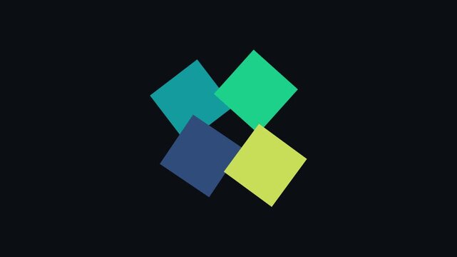 Minimalist Rotating Colorful Overlapping Squares Motion Logo Element