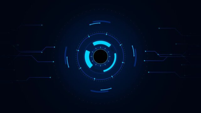 Abstract digital circular radar interface animation