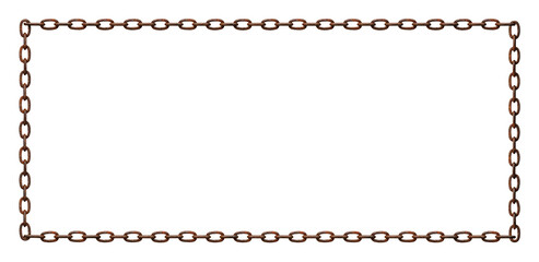Naklejka premium Rusty metal chain frame forming a rectangular border, isolated on transparent background, png