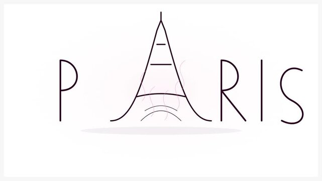 Minimalist Paris Wordmark with Eiffel Tower Icon Illustration