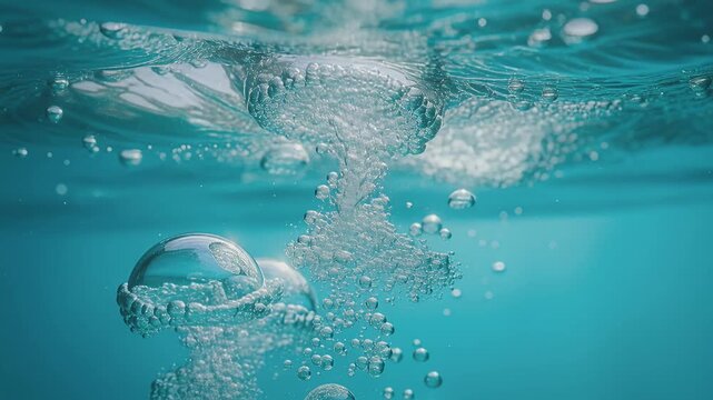 bubbles underwater rising toward surface in clear blue water