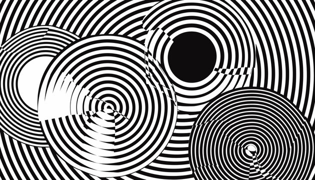 Abstract Black and White Circles Pattern - Optical Illusion Background