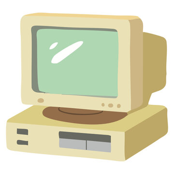 Old Desktop Computer Retro Illustration