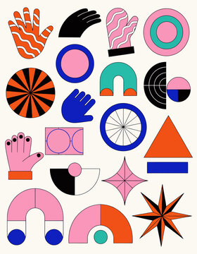 abstract shapes and hands composition