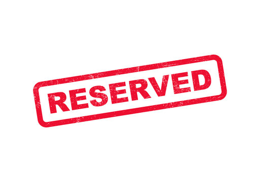 Red ink rubber stamp with the word reserved in a rectangular frame design isolated on transparent background