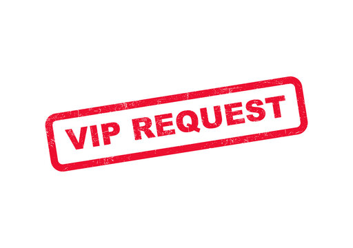 Red ink rubber stamp with the words vip request for exclusive access labels isolated on transparent background